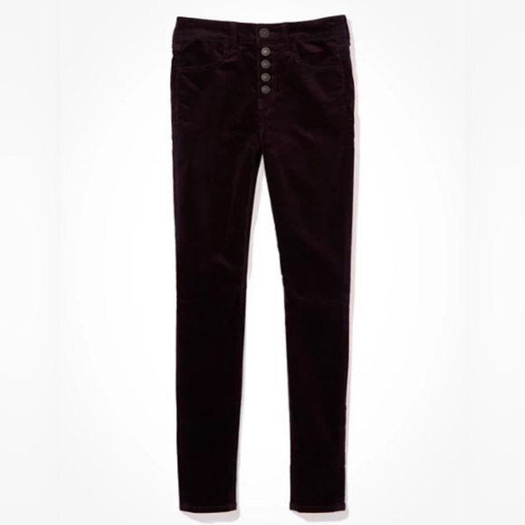 American Eagle High Waist Velvet Deep Purple Jegging Women’s Size 12 Short - Picture 1 of 7